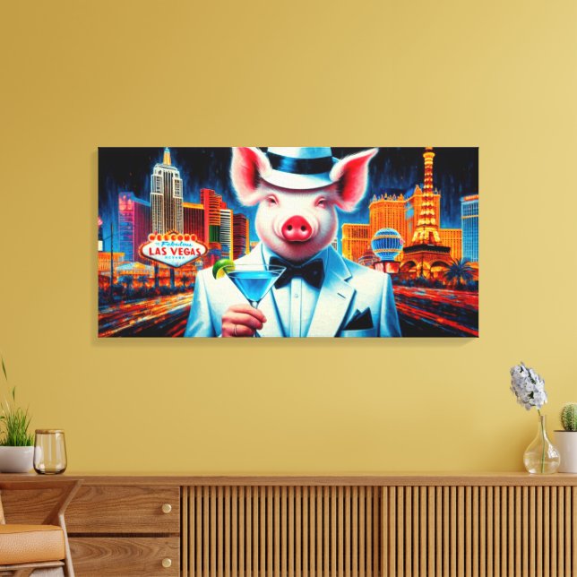 IMPRESSÃO EM TELA PIG-VEGAS NIGHT LIFE (Insitu(Sala de estar))