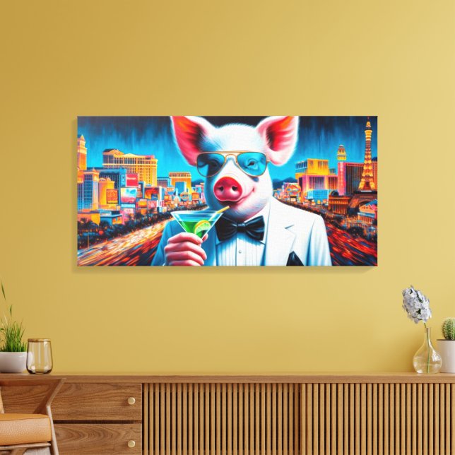 IMPRESSÃO EM TELA PIG-VEGAS NIGHTLIFE 2 (Insitu(Sala de estar))