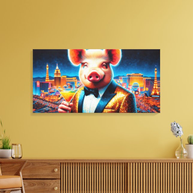 IMPRESSÃO EM TELA PIG-VEGAS NIGHTLIFE 8 (Insitu(Sala de estar))