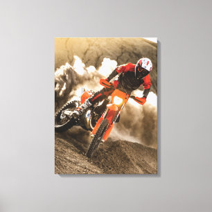 Impressão Em Tela Piloto de Motocross