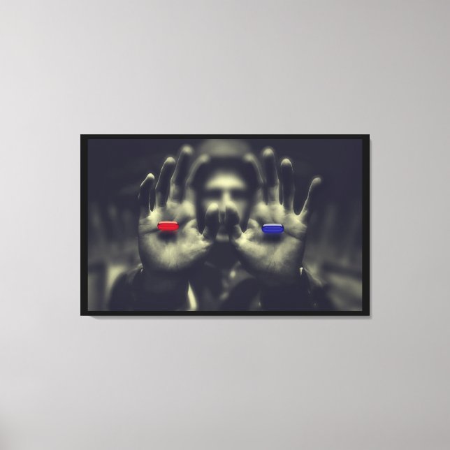 Impressão Em Tela Pílula Vermelha Azul Pílula Momento Acordado Canva (Frente)