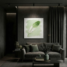 Impressão Em Tela Pincelada de Tinta a Óleo 3D Minimalista Verde Pen