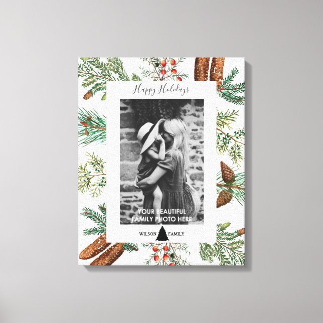 Impressão Em Tela Pine de Fotografia da Família Feriados Felizes de  (Frente)