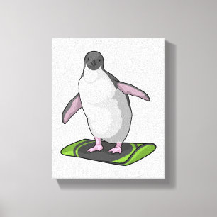 Impressão Em Tela Pinguim como Snowboarder com Snowboard