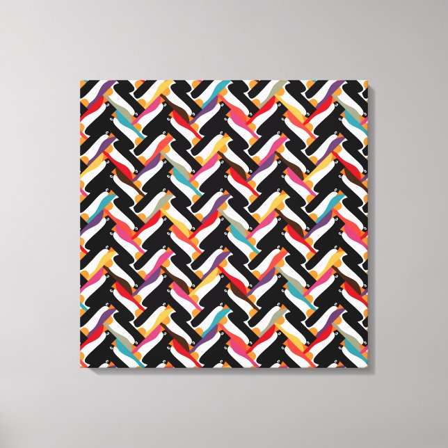 Impressão Em Tela pinguim herringbone (Frente)