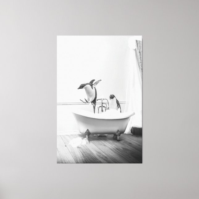 Impressão Em Tela Pinguim numa Poster de banheira (Frente)