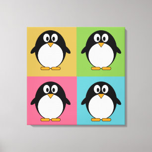 Impressão Em Tela Pinguins de desenho