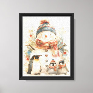 Impressão Em Tela Pinguins de Papai Noel Aconchegantes Berçário Pare