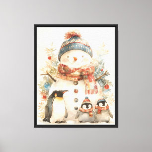 Impressão Em Tela Pinguins do Homem de Neve Aconchegante Berçário Pa