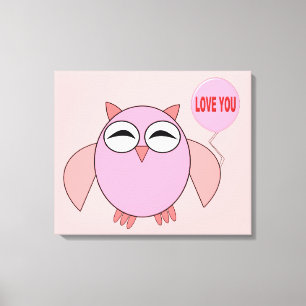 Impressão Em Tela Pink Bonito Ama Sua Tela De Coruja