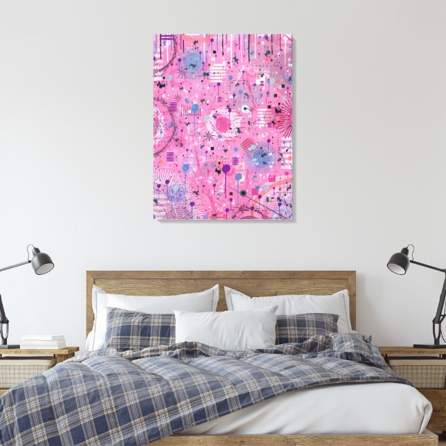 Impressão Em Tela Pink Maximalist Abstract Art  (Insitu(Quarto))