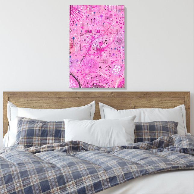 Impressão Em Tela Pink Maximalist Abstract: Raspberry Sundae (Insitu(Quarto))