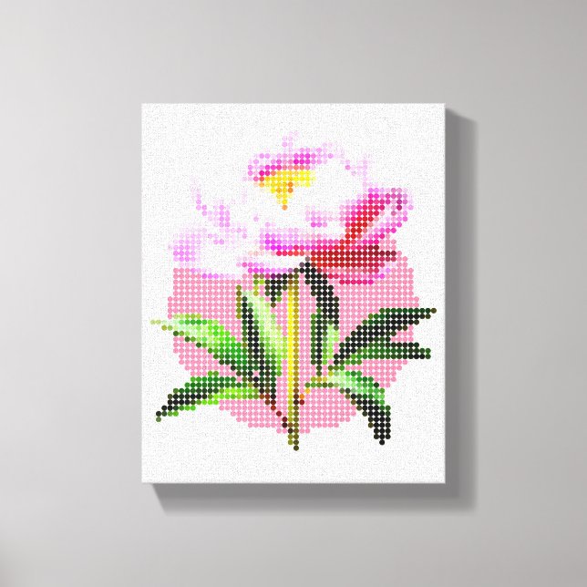 Impressão Em Tela Pink Peony Dot Mosaic Flower (Frente)