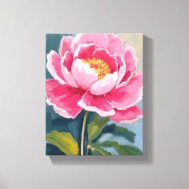 Impressão Em Tela Pink Peony Flower Watercolor Painting