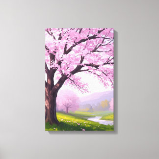 Impressão Em Tela Pink Spring Dream: Cherry Blossom River Print