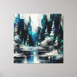 Impressão Em Tela Pintado Cena de Inverno de 1006