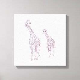 Impressão Em Tela Pinte mãe e filhote de girafas desenho de contorno
