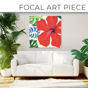 Impressão Em Tela Pintor de Hibiscus vermelho e grande
