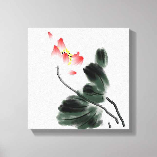 Impressão Em Tela Pintor de Lixo de Tinta Floral Chinoiserie Lotus W (Frente)