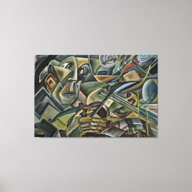 Impressão Em Tela Pintura a óleo cúbica (Frente)