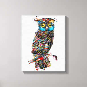 Impressão Em Tela Pintura a óleo da paixão da coruja