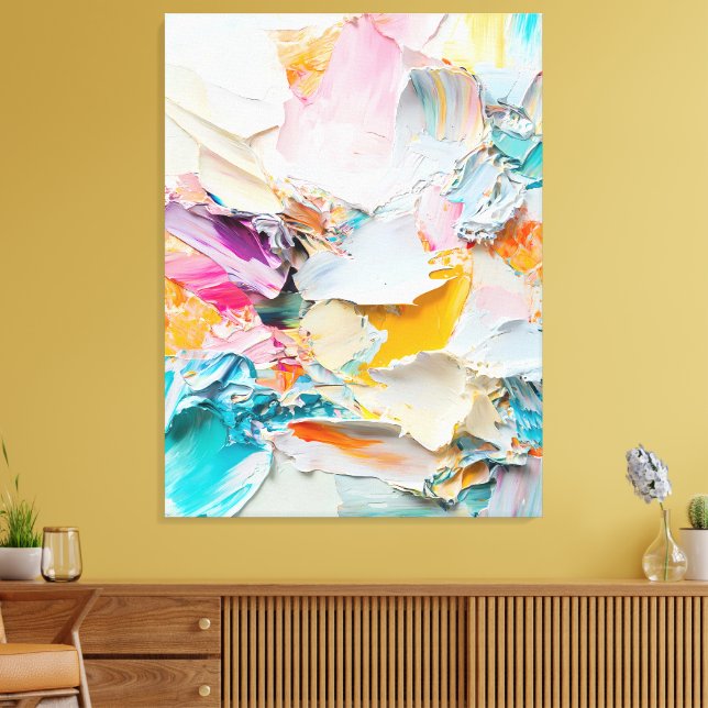 Impressão Em Tela Pintura a óleo de abstrato em tons de Pastel (Insitu(Sala de estar))