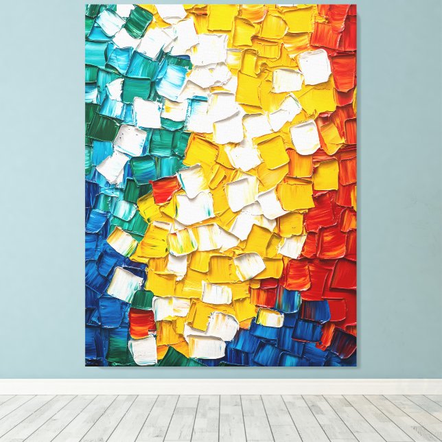 Impressão Em Tela Pintura a óleo de Abstrato vibrante (Insitu(piso de madeira))