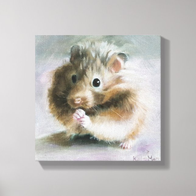 Impressão Em Tela Pintura a óleo de hamster (Frente)
