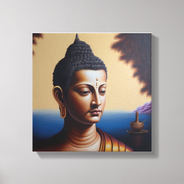 Impressão Em Tela pintura a óleo de lorde buddha (Frente)