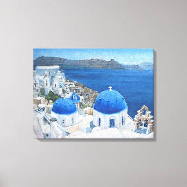 Impressão Em Tela Pintura a óleo de Santorini Oia (Frente)