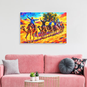 Impressão Em Tela Pintura a óleo em tela de Camelo no Deserto Vibran