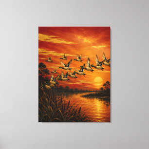 Impressão Em Tela Pintura a Óleo Pôr do Sol em Casa – Estilo Laca