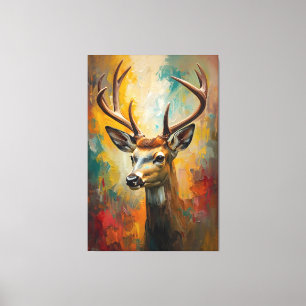 Impressão Em Tela Pintura a óleo vibrante com retrato artístico de v