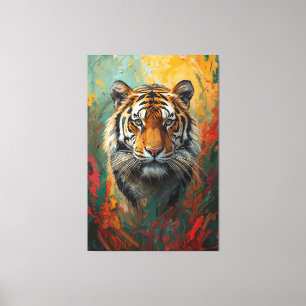 Impressão Em Tela Pintura a óleo vibrante com retrato artístico do T