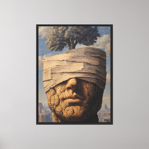 Impressão Em Tela Pintura a Óleo Vintage Surrealista de Árvore Human