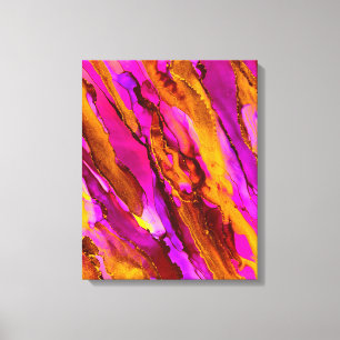 Impressão Em Tela Pintura a tinta de álcool vermelho alaranjado