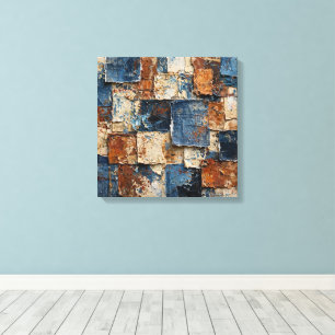 Impressão Em Tela Pintura Abstrata Bruta - Siena Queimada