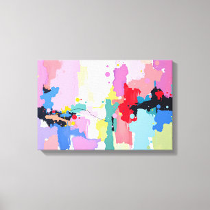 Impressão Em Tela Pintura Abstrata Colorida com Salpicos e Gotas