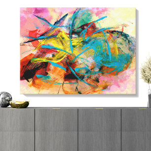 Impressão Em Tela Pintura Abstrata Colorida Energética