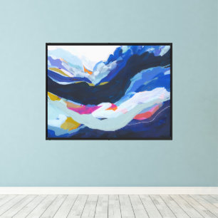 Impressão Em Tela Pintura Abstrata do Expressionismo Azul Moderno