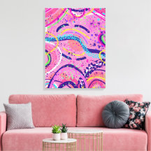 Pintura Abstrata Estado de Fluxo Rosa