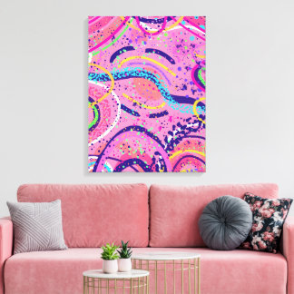 Impressão Em Tela Pintura Abstrata Estado de Fluxo Rosa