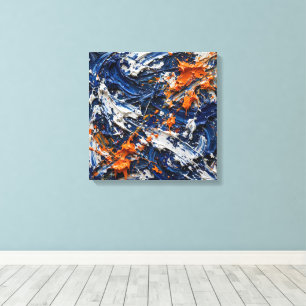 Impressão Em Tela Pintura Abstrata Gestual Pura - Azul Klein
