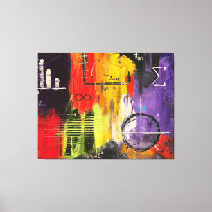 Impressão Em Tela Pintura aleatória de abstrato com símbolos matemát