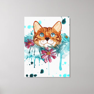 Impressão Em Tela pintura bengala solta em aquarela