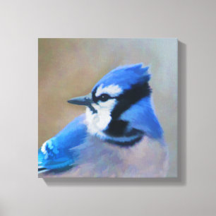 Impressão Em Tela Pintura Blue Jay - Arte Original para Pássaros