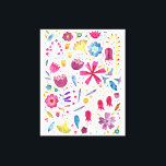 Impressão Em Tela Pintura Botânica De Flores Selvagens De Aquarela<br><div class="desc">Uma pintura aquosa moderna de flores e folhas em cores ricas do outono espalhadas sobre fundo branco.</div>