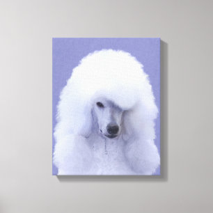 Impressão Em Tela Pintura Branca de Poodle Padrão - Arte Cão Origi