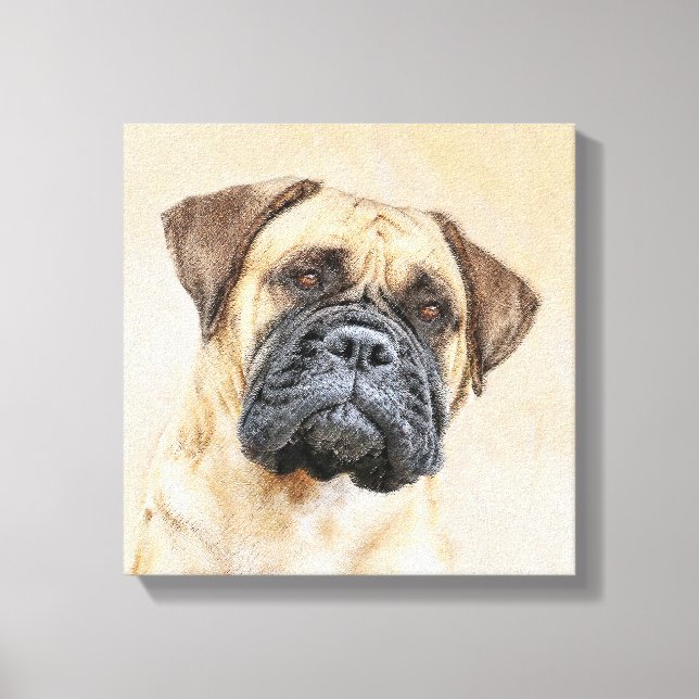 Impressão Em Tela Pintura Bullmastiff - Arte Cachorra Original (Frente)
