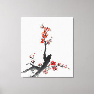 Impressão Em Tela Pintura chinesa das flores, flor da ameixa